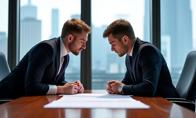 Professional handshake in a modern office environment over a contract signature line